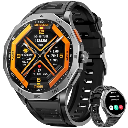 Military Smart Watch for Men 1.85" HD Ultra Screen Touch Screen 710mAh Battery Smart Watches for Android iOS （Bluetooth Call Answer/Dial Calls） Fitness Tracker with 100+ Sports