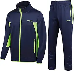 Conjunto de moletom masculino casual atlético de manga comprida, com zíper, jaqueta e calça de corrida de 2 peças