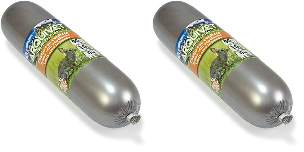Arquivet Salchicha de Conejo con Verduras para Perros 500 gr, 1 Unidad (Paquete de 2)