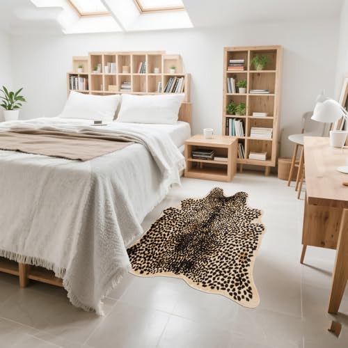 Tapete Leopardo Fluffy 63 x 83 pulgadas, pelo falso suave miniatura 3