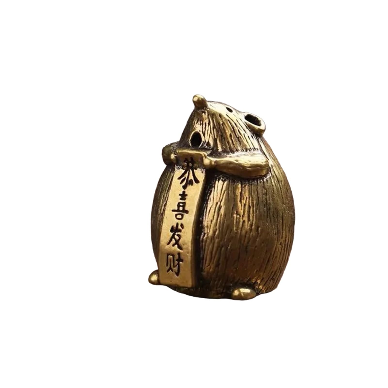 Huolimxun One Color Antique Copper Auspicious Rat Statue Incense Stick Base Copper Zodiac Rat Craft Home Feng Shui Decoration Ornaments