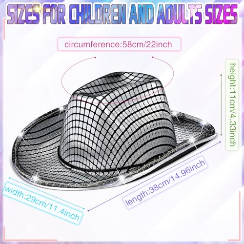 Image of Kigeli 10 Pcs Lights LED Cowboy Hat for Adult LED Flashing Hat for Western Cowboy Women Men Role Play