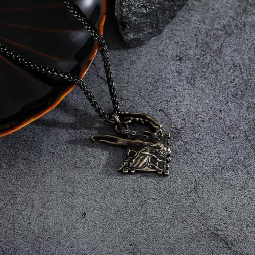 SENTIMENTAL SOUVENIRZ THINGS THAT TOUCH YOUR HEART Final Fantasy XVI 16 Eikon Logo Necklace Ifrit Brass or Solid Silver with Antique Effect Clive Efrit4