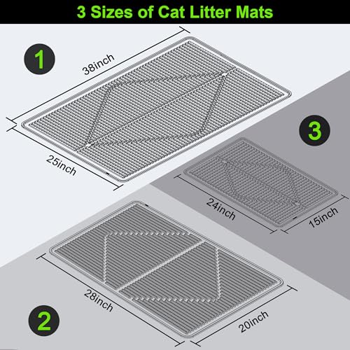 Image of Mofason Silicone Cat Litter Mat XXL, Black Extra Large Litter Matt for Cat | Waterproof 38 inchx25 inch kitty litter box mat for floor; extra large pet trapping rug pad mat, cat litter catcher easy clean indoor