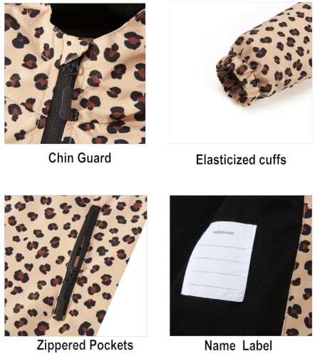Image of Boys Girls Rain Jackets Waterproof Hooded Fleece Raincoats Lightweight Windbreakers for Kids