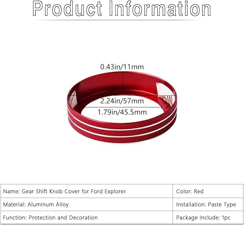 Miniatura 5 de PIFOOG Accesorios rojos de coche para Ford Explorer 2020 2021 2022 2023 2024 Cubierta de botón PRND Cubiertas de botones interiores Fit Explorer XLT