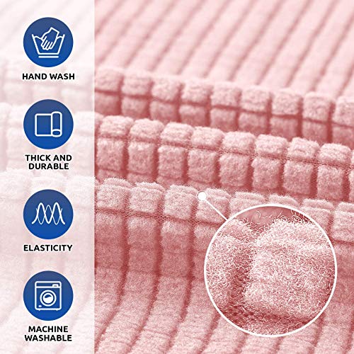 Kekuou Stretch Sofa Cover Slipcover ，Couch Covers For 3 Cushion Couch Sofa (79"-94") Furniture Protector 3 Seater Sofa With Elastic Bottom For Kids,Dog, Jacquard Small Checked(Large,Dusty Pink) #TOP4