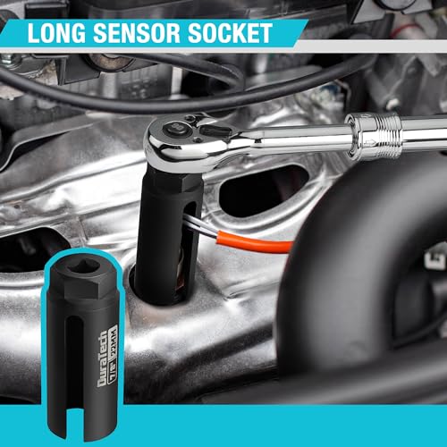 Image of DURATECH 5PCS O2 Oxygen Sensor Socket Thread Chaser Set, 3 /8 inch 1 /2 inch Drive x 7 /8 inch 22mm Oxygen Sensor Remover O2 Sensor Removal Tool Kit