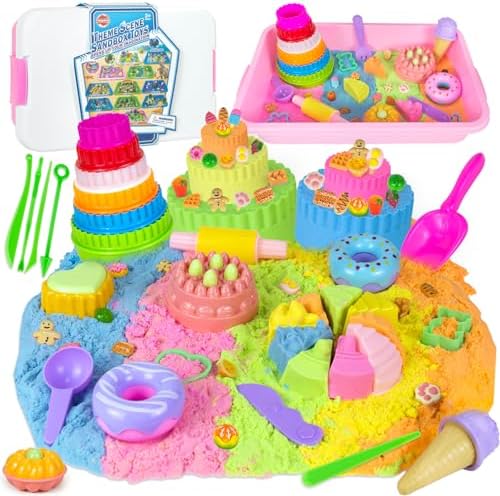 YongnKids Sensory Bin Cake & Ice Cream Sandbox w/Lid for Kids Girls Age 3+