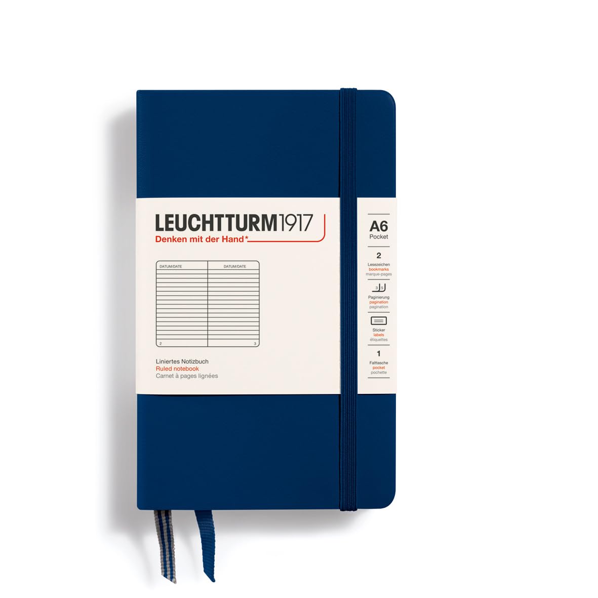 Leuchtturm 90mm x 150mm A6 Pocket Lined Notebook - Navy