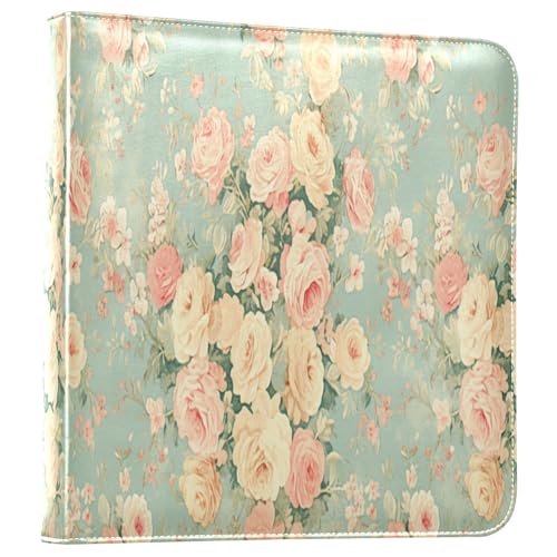 Kigai Cartoon Flowers Photo Album Self Adhesive Scrapbook Album Leather Cover DIY Picture Scrap Book with 20 Adhesive Sheets, 11.8x24x0.8 inch