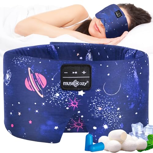 Schlafmaske mit Bluetooth-Kopfhörern 100% verdunkelnde Seiden-Augenmaske Kopfhörer für Männer und Frauen weiche Schlafkopfhörer Bluetooth-Augenmaske zum Schlafen Reisen