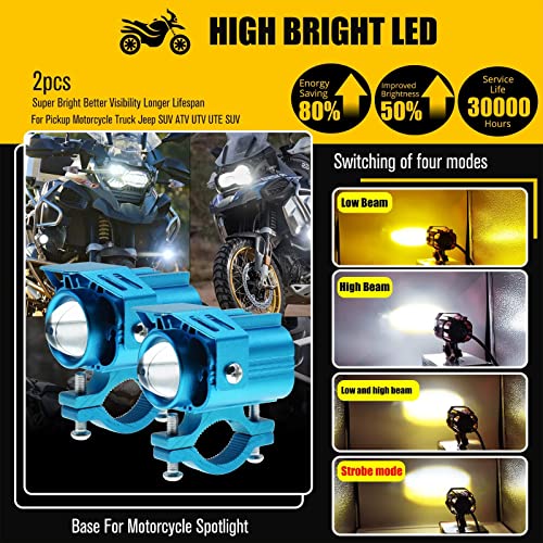BUKERME DC12-85V Motorcycle Spot Lights,White/Amber 4xModes Driving Lights LED Kit High Power LED Chips for Motorcycle e-Bike Car ATV UTV Truck.