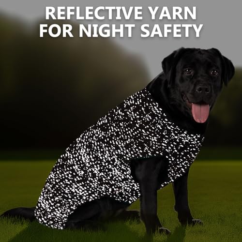 Image of KYEESE Reflective Yarn Dog Sweater for Small Medium Dog Thick Knit Pullover | Reflective for Visibility, Leash Hole for Walk, Stretchy Fit, Lightweight & Warm, Gentle on Sensitive Skin, Winter Daily Wear