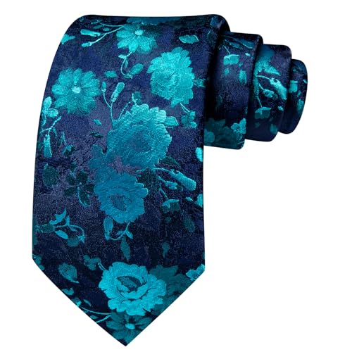 Image of Barry.Wang Flower Ties for Men Handkerchief Cufflinks Set Wedding Necktie Set Party