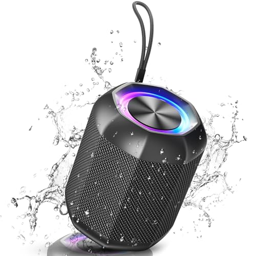 VOSFEEL Altavoz Bluetooth Inalámbrico Portátil, Pequeño Altavoz Resistente al Aguae,18hs de Duración, Emparejamiento estéreo, Compatible con Tarjeta SD y AUX, Negro