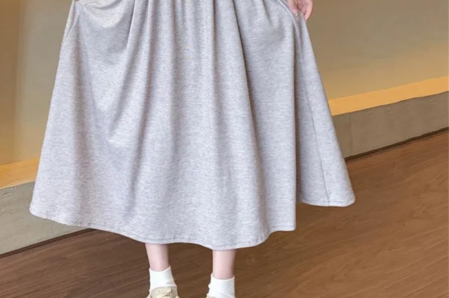 Women Autumn Vintage Knitted Long Skirt Women Elastic High Waist Pocket Midi A-Line Loose Skirt2