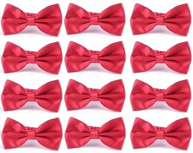 Neck Bowtie Tuxedo for Men Adjustable Solid Satin Pre-tied 12 Pcs Wedding Party-picture-15