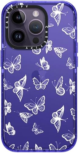 CASETiFY Impact - Funda para iPhone 14 Pro 4 veces probada contra caídas de grado militar, protección contra caídas de 8.2 pies, mariposa blanca,