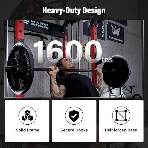 Image of MAJOR FITNESS F22 Power Rack, 1600lbs All-in-One Squat Rack with Dual Pulley System, Heavy-Duty Steel Frame, Attachments & Storage for Home Gym Strength Training
