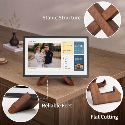 ANBOXIT Solid Wood Stand Stand for Echo Show 15/21,Rustic Display Holder - 3