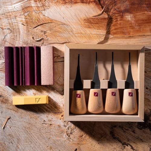 image for FLEXCUT Carving Tools, Micro Palm Craving Set, Set of 4 (FR804), Brown