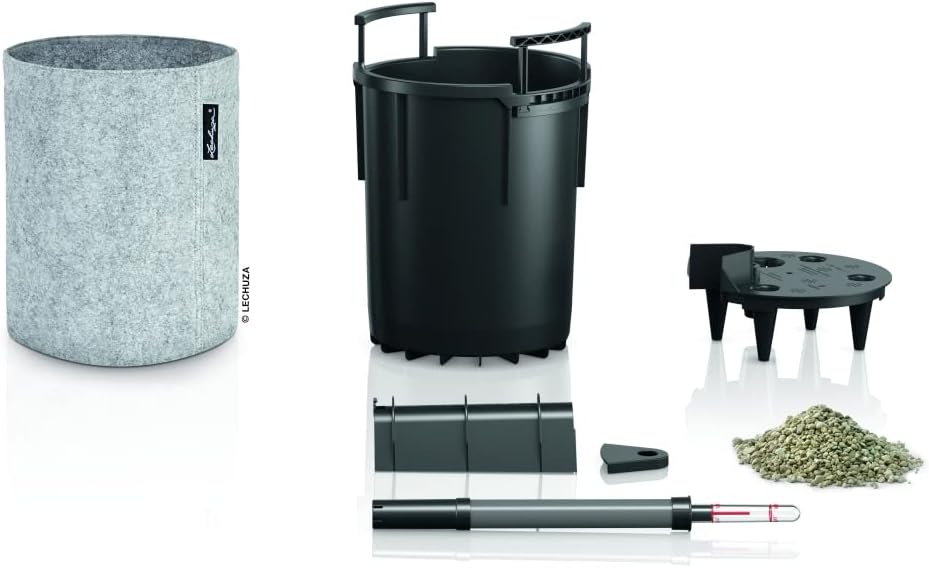 Lechuza TRENDCOVER Felt 23 Ligh Grey, Self-Watering Small Planter Indoor, D9.1 H10.2 in