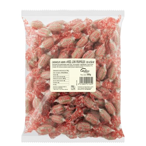 Caramelos Cerdán - Caramelo de Miel con Propóleo sin Azúcar | Bolsa de 150 Uds - Medio Kilo| Caramelo Duro Sin Gluten ni Alérgenos ni Conservantes ni Aromas ni Colorantes Artificiales