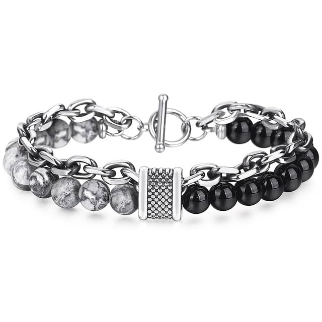 MIAMI bracelet for men kada for men mens bracelet for boys kada silver bracelet for men chain bracelet beads bracelet for boys fashion hand bracelet beaded wrist band stylish accessories for men M614 (B0CWXWT3HT) Amazon Price History, Amazon Price Tracker
