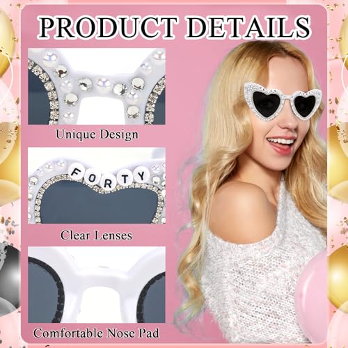 40th Birthday Sunglasses for 40th Birthday Party Decorations for Women, Hello Forty Glasses for Bday Dress Outfit Deocr Accessories Gifts4