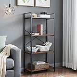 CJMM オープンシェルフラック 4段本棚 おしゃれ 多目的木製ラック ディスプレイラック 収納棚 飾り棚 食器棚スチールシェルフ 木目 間仕切り リビング収納 高さ 茶色) 本棚 ディスプレイラック 収納 棚 木製 木目 間仕切り リビン