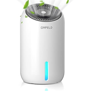 ORFELD Dehumidifiers for Home,Dehumidifier 30oz(860ml) for Basement, 2200 Cubic Feet(240sq ft) Small Dehumidifier with Auto Shutoff, 7 Colors Light and Mini Dehumidifier, Portable Quiet Dehumidifiers for Bedroom, Bathroom Closet Cupboards Wardrobe RV