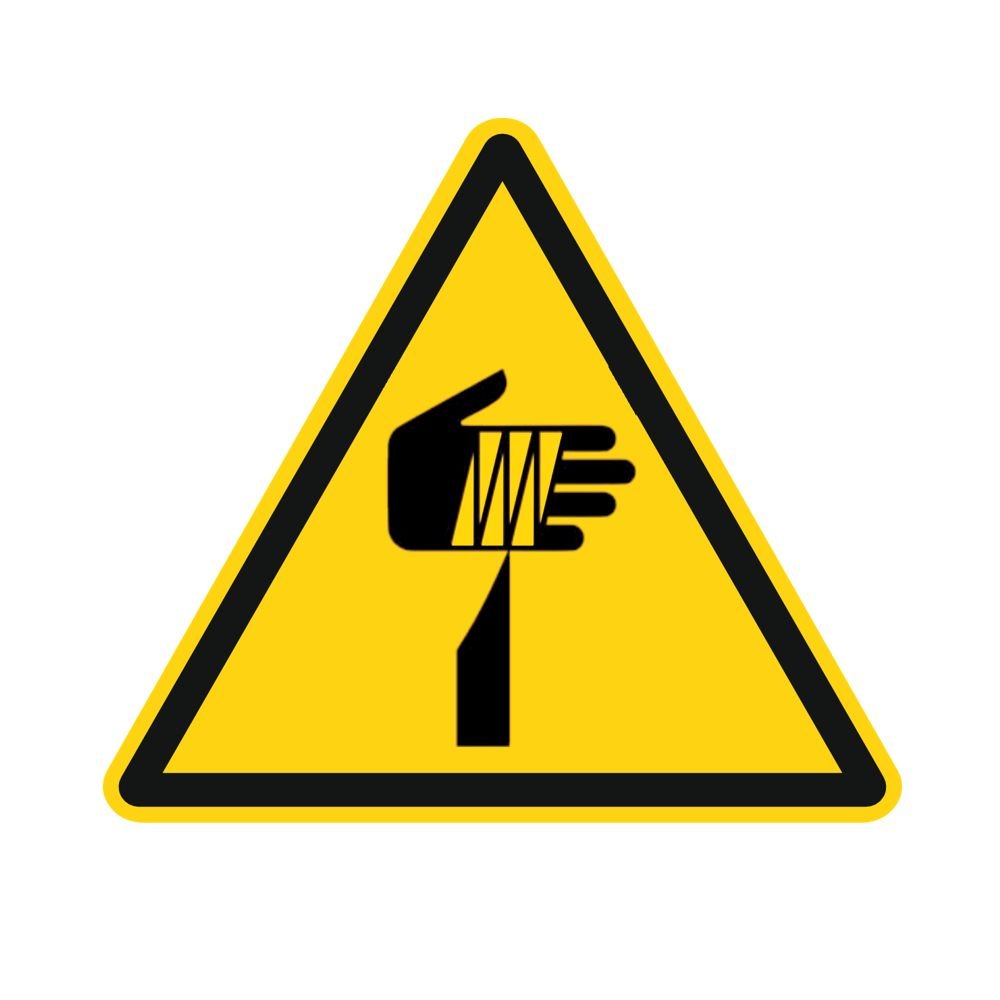 Señal de advertencia W022 – advertencia contra objetos puntiagudos – Pegatinas de plástico – 100 mm – 250 unidades
