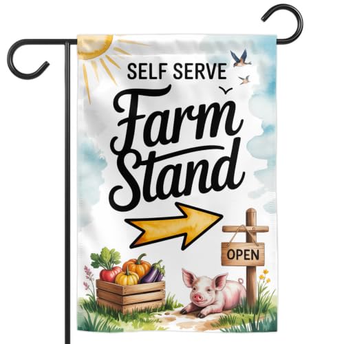 TODOLIA (12x18) Self Serve Farm Stand Garden Flag Double Sided Self Serve Farmers Goods Farm Stand Outdoor Decoration Yard House Porch Patio Farmer Gift For Family Friend (no flagpole)