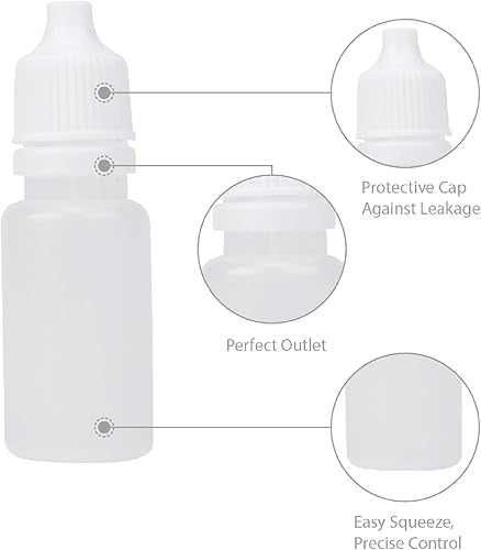 Miniatura 3 de Eldwivz - Botella de plástico con cuentagotas para ojos, 50 unidades, 0.3 fl oz, botellas pequeñas vacías para aceite y pintura de oído