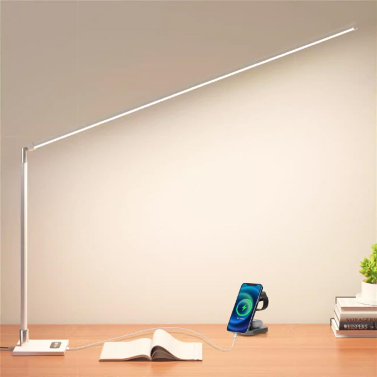Lámpara de escritorio Lámpara de escritorio LED, luz de escritorio regulable 4000K, lámpara de protección ocular táctil de 12W con atenuación continua, luz nocturna, temporizador automático de 45 minu
