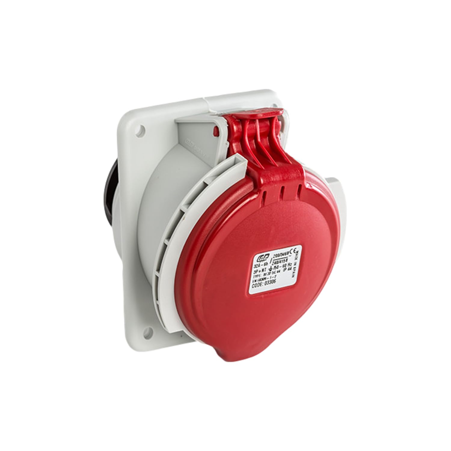 IDE 03306 bases encastrement inclinées à basse tension, Code heure 6, IP44 – 32 a-​3p + N + T-​200/​346 240/​415 V