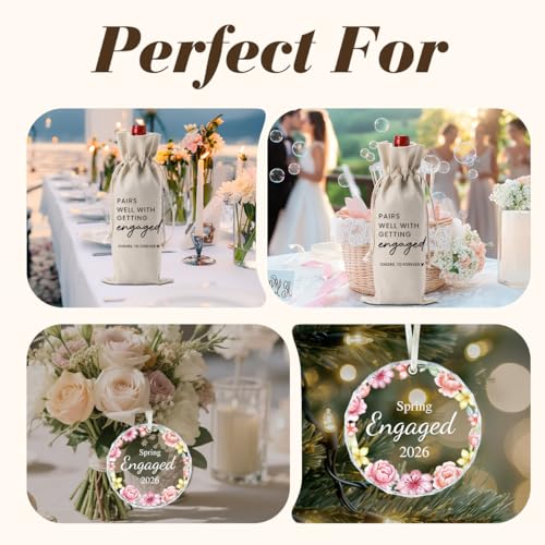 Image of Engaged Gifts Engagement Gifts for Couples Her, Engagement Party Decorations for Women Couple Bride Wedding Our Spring Engaged Wine Bag Acrylic Ornament 2026