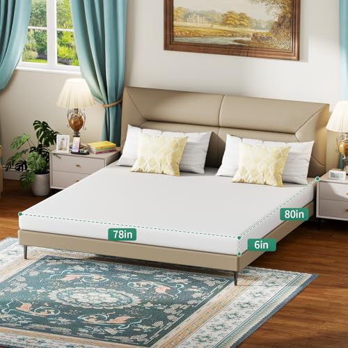 Image of FDW 6 Inch King Mattress, Medium Firm Base Foam, Breathable & Comfortable with Removable Washable Zipper Cover, Bed in a Box, CertiPUR-US Certified, White