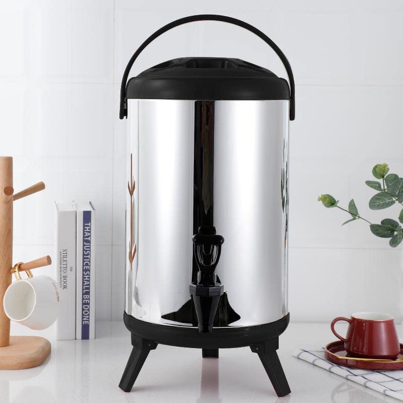 Stainless Steel Insulated Beverage Dispenser, Cold and Hot Drink Dispenser 2.64 Gallon 8 Liter for Hot Water, Tea & Coffee, Cold Milk, Juice (Stainless Steel)