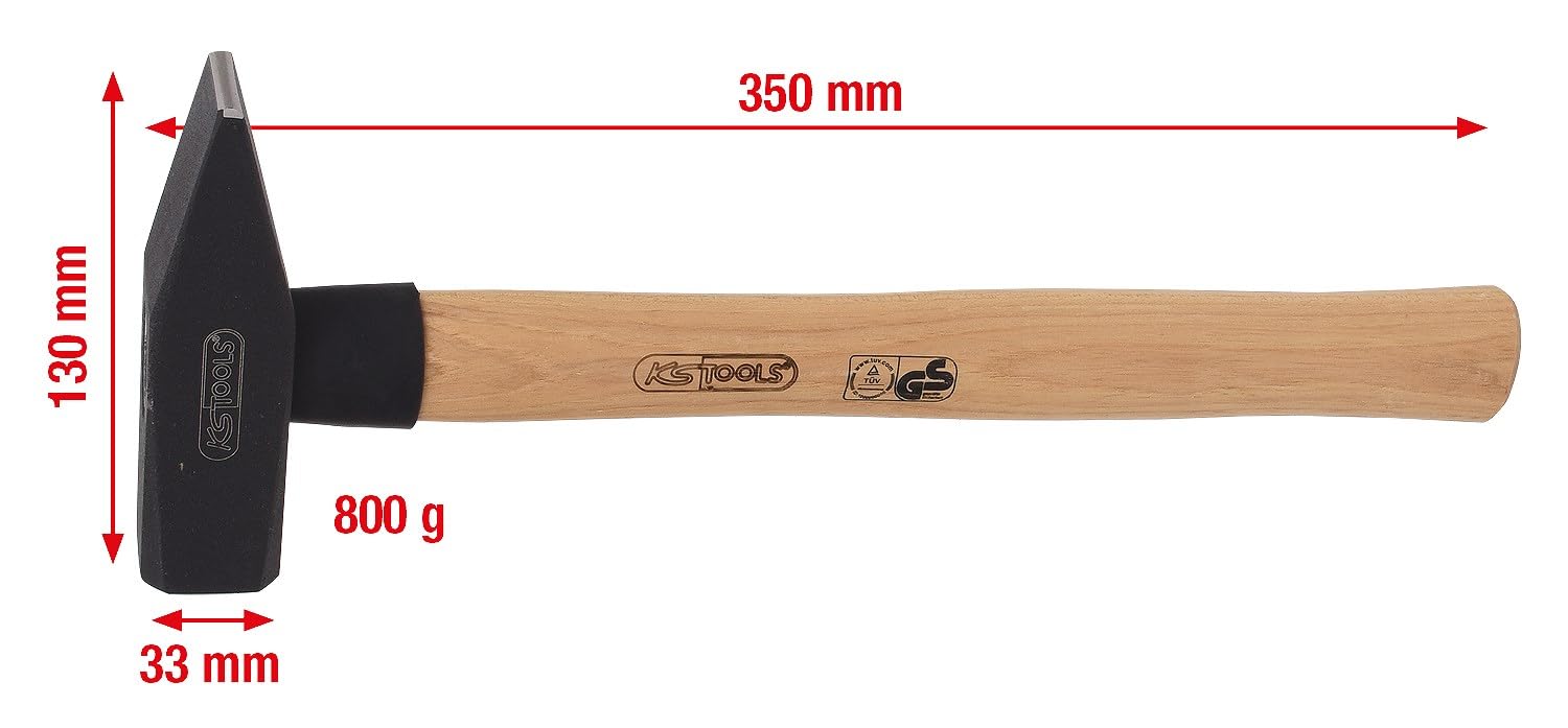 KS Tools 142.1380 Schlosserhammer mit Hickorystiel, 800G
