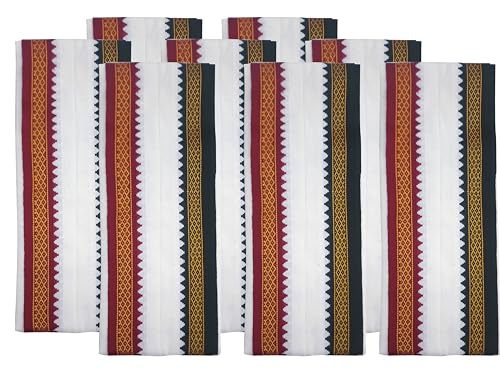 Image of Handloom Cotton + Polyester Mix God Towel | Gamcha /Angocha Towel | Fast Absorbing Bath Towels for Men, Women & Kids | Perfect for Everyday Use |Pack of 8 | Size 76 x 168 cm | White
