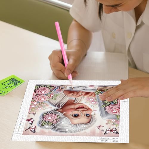 Image of AiYuanzsh 5D Special Shape Diamond Art Kits for Beginners, Lovely Grandma Diamond Art Painting Kits for Adults, Crystal Rhinestones Diamond Art Painting for Home Wall Decoration Gift 12x12 inch