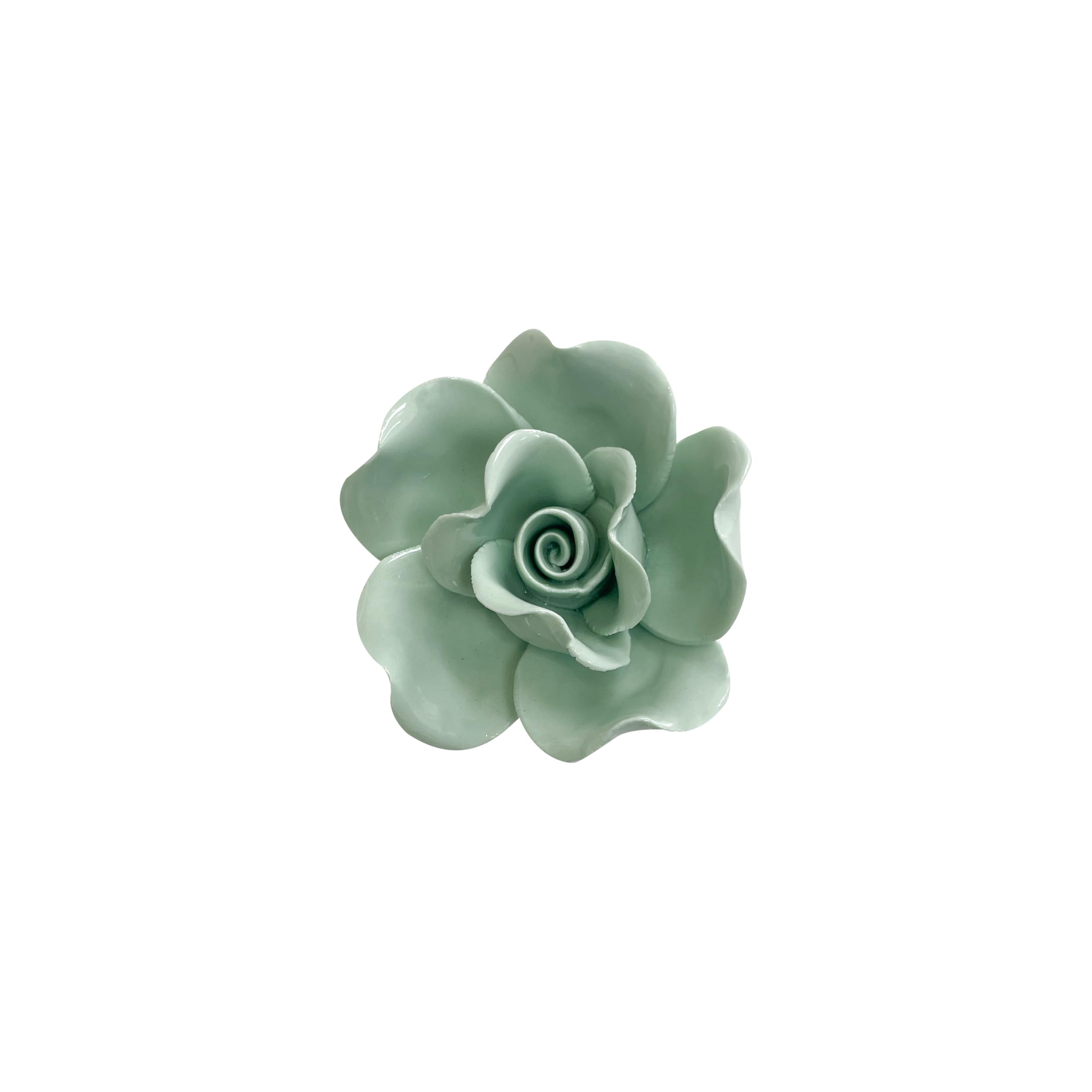 Ceramic Flower Wall Art Decor, Artificial Flower Wall Sculpture,Handmade Ceramic Flowers for Home,Hallway,Living Room, Kitchen,Bathroom (Light Green,Peony, 2.76")