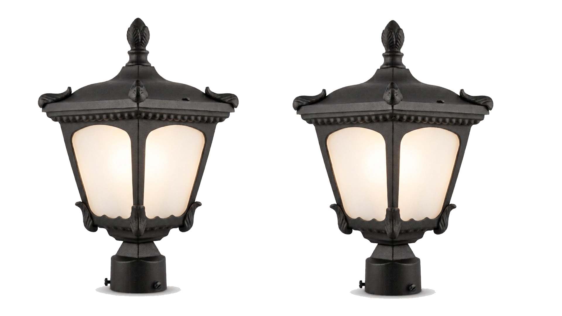 Outdoor Post Lantern Light Fixture, Black, Set of 2 | Frosted Glass Shade, Weather Resistant Finish, Rust Resistant, Indoor & Outdoor Use, Corrosion-Resistant Body-image-49