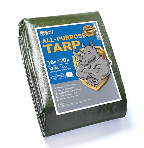 GUARD SHIELD Tarp Green Tarps Heavy Duty Waterproof 16x20 Feet Extra Large Outdoor Tarp Cover 12mil