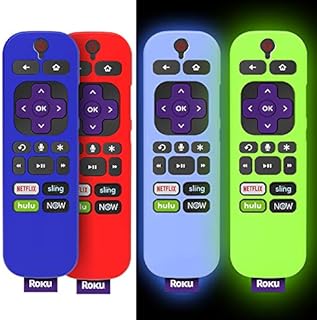 (4-Pack) for 3600R TCL Roku TV Stick Remote Case Cover,TOLUOHU for TCL Roku Remote Control,Cover Roku Express Skin Sleeve Silicone Shockproof with Lanyard-for RCAL7R/3921/3800/3810-Roku Remote Cover