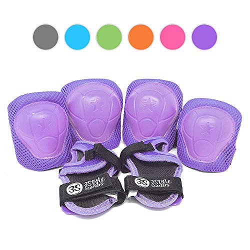 3StyleScooters® SafetyMAX® - Childrens Safety Pads Set In Purple - EN14120 Tested & Certified - Available in 6 Awesome Colours - Have Fun, Stay Safe!