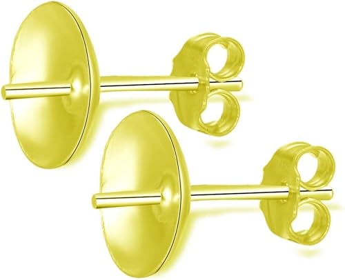 Miniatura 9 de Adabele - 5 pares de aretes de plata de ley chapada en oro auténtico, 0.035in, aretes de perla, 0.118in (0.12 pulgadas), copa pequeña de perlas con