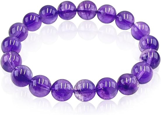 Natural Strawberry crystal/Sunstone Feldspar/Amethyst Bracelet,10mm Beads bracelet for Men&women,Jewelry Healing elasticized Bracelets Bring Luck and happyness Prosperity.Mom/Dad/Wife/Employee gift